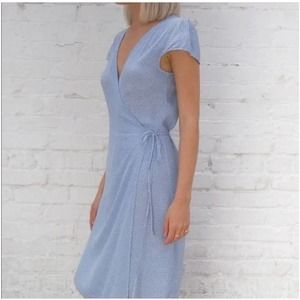 Brandy Melville Robbie Periwinkle Floral Midi Wrap Dress